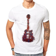 100% Cotton Music Lovers Summer Men T-shirts Fashion Gothic Guitar Printed T Shirt Short Sleeve Clothing Male T Shirts